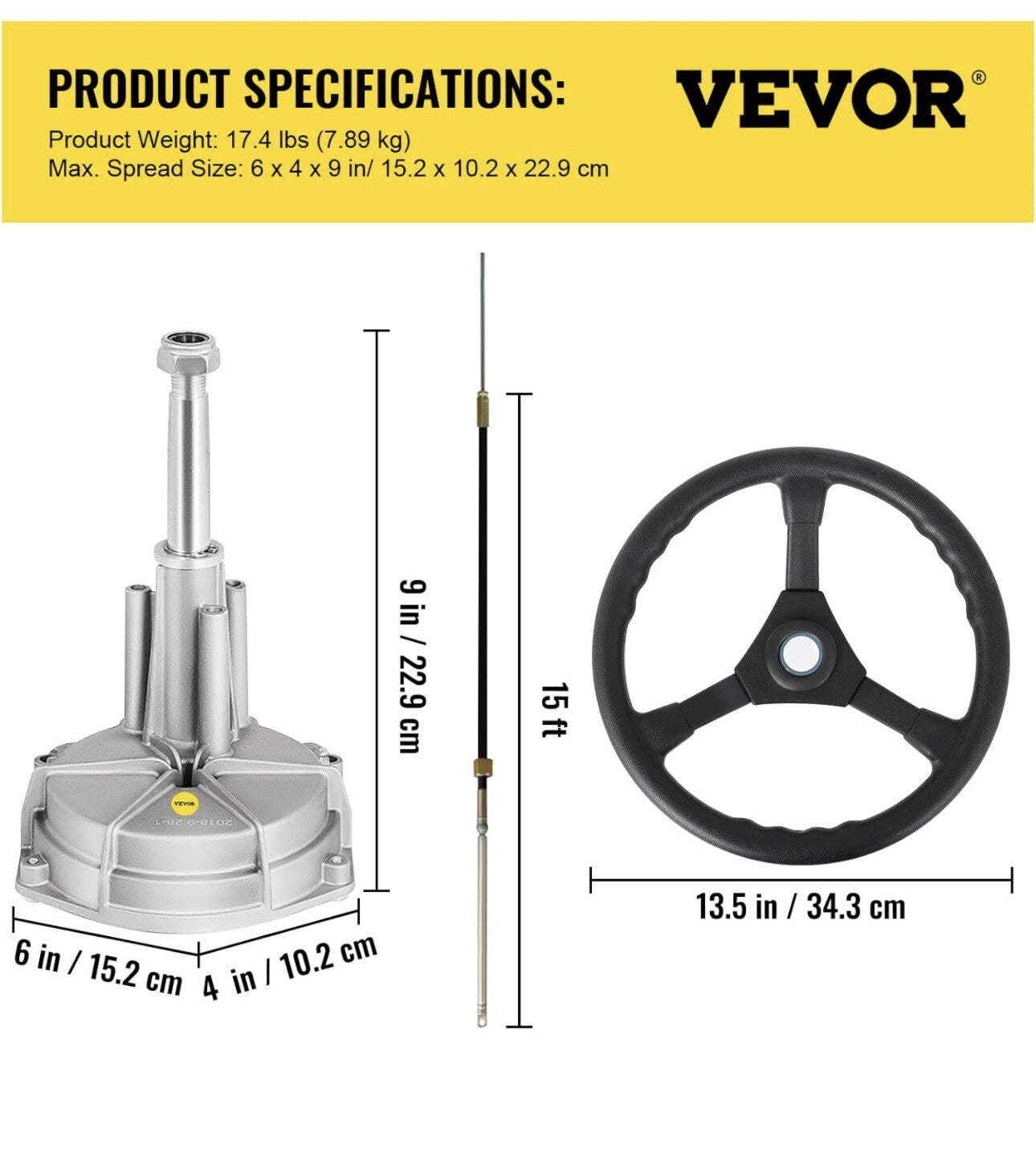 VEVOR Boat Steering System Kit 15F