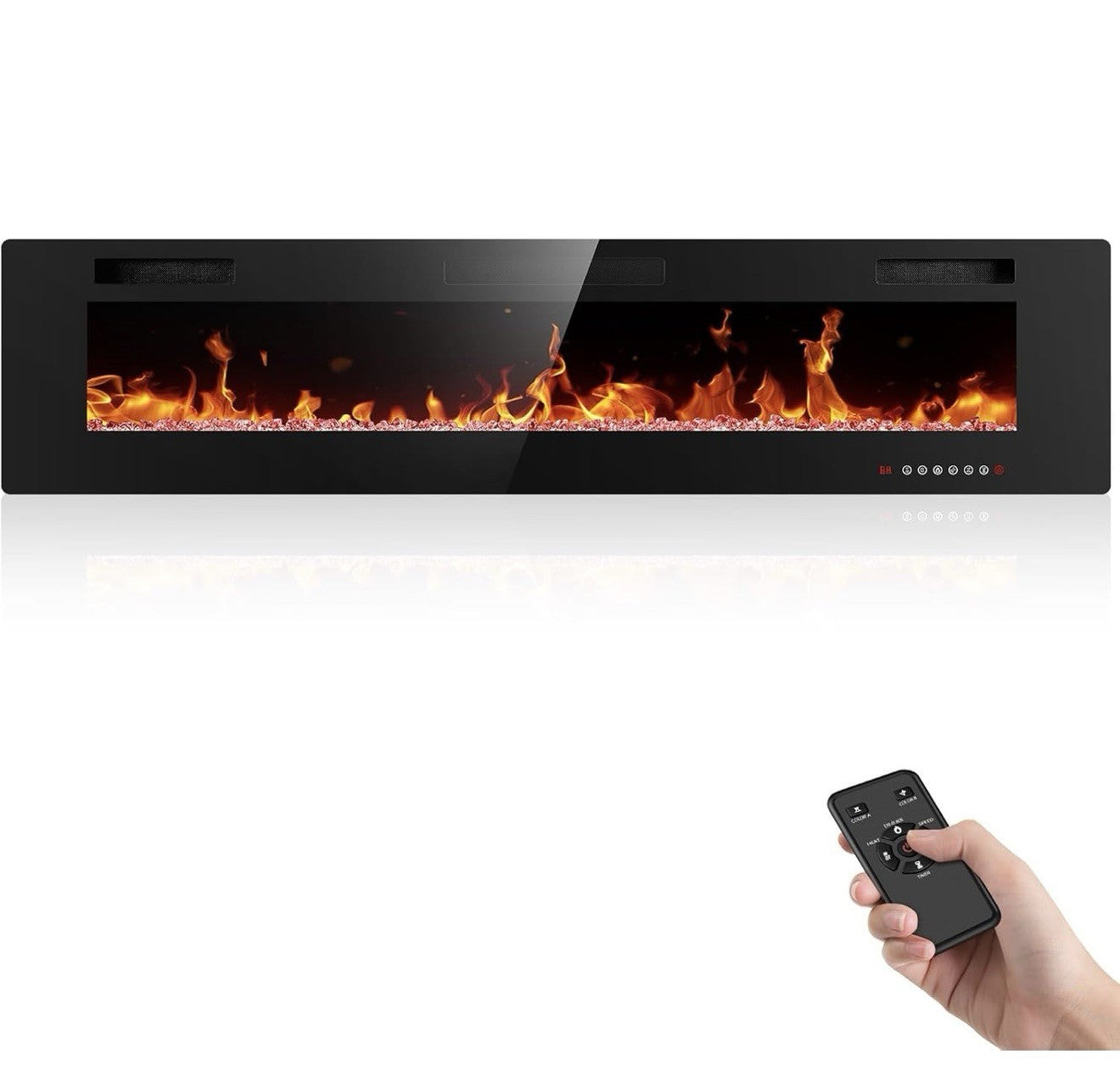Electric Fireplace 68 inch, Recessed and Wall Mounted Electric Fireplace 