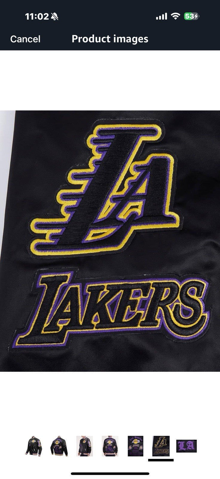 Mens NBA Old English Satin Jacket Los Angeles Lakers  Large