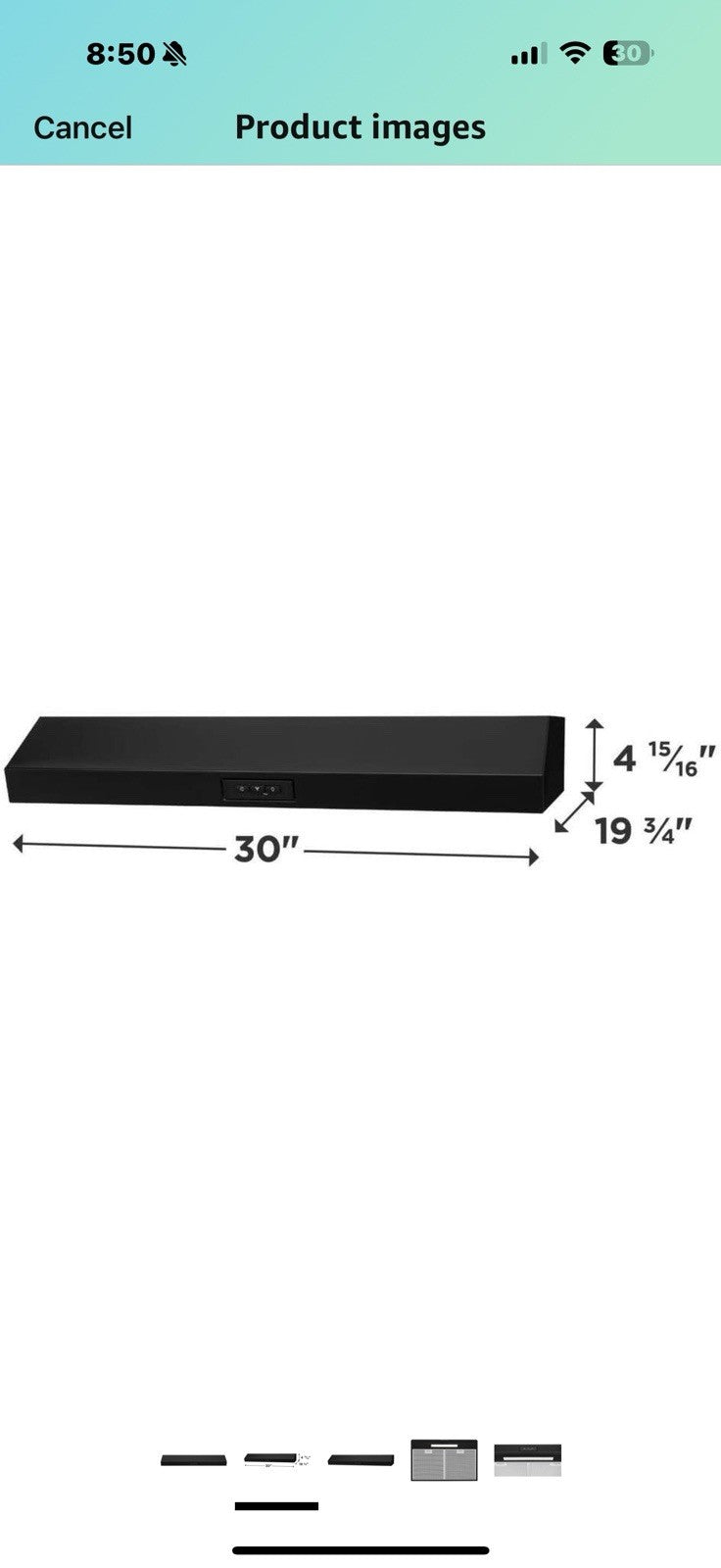 Frigidaire Undercabinet 30" Ventilation Hood with 220 CFM in Black