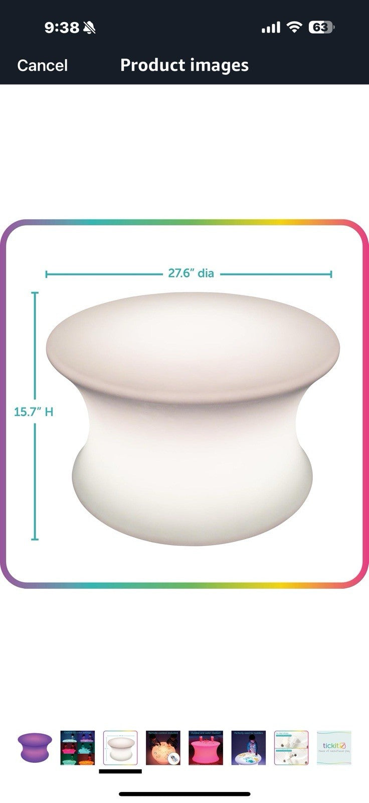 tickit Sensory Mood Light Table | 20 Colors | Rechargeable | Sensory 