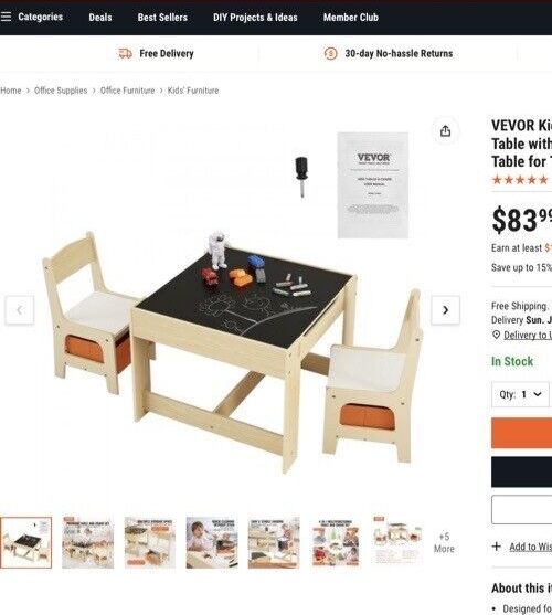 VEVOR Kids Table and Chair Set