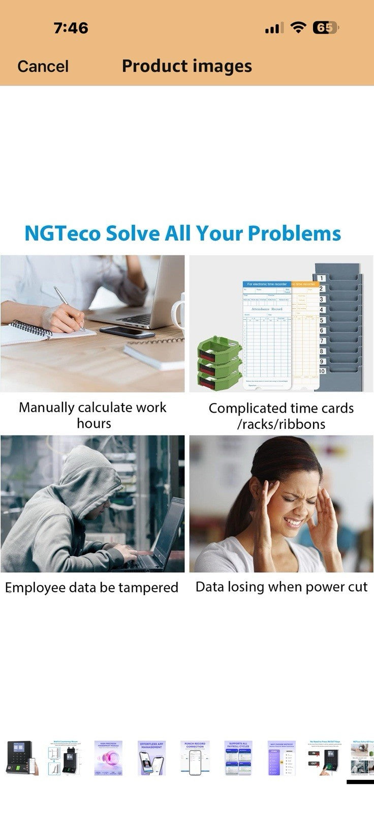 NGTeco APP Time Clock, Fingerprint & PIN Times Clock for Small Business,