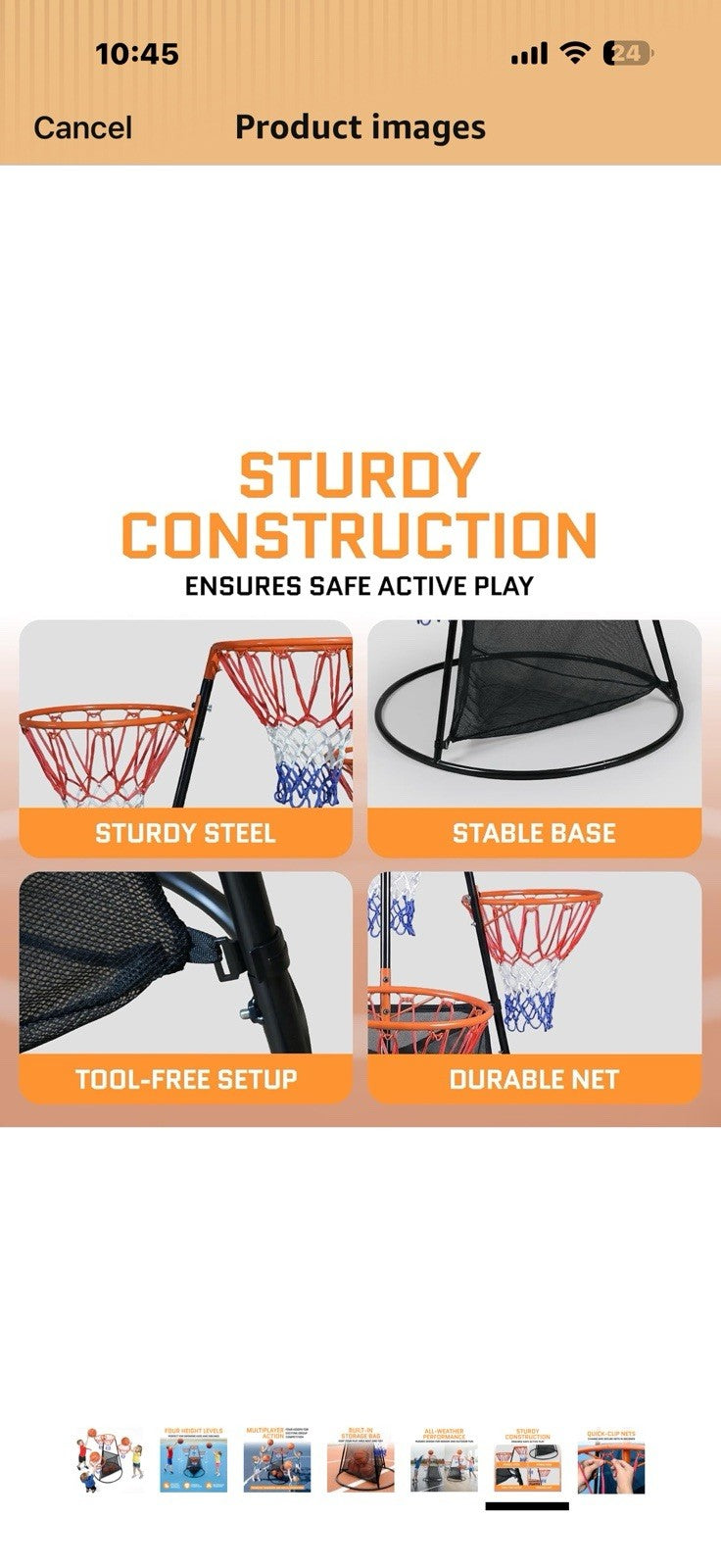 Portable Kids Basketball Hoop with Ball Storage Net – Adjustable Height
