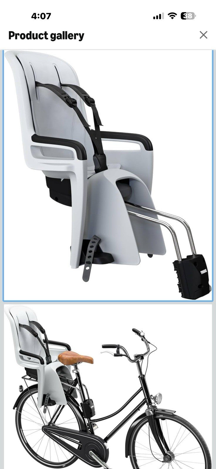 Thule RideAlong 2 Child Bike seat, 3-Point Harness, Childproof Buckle