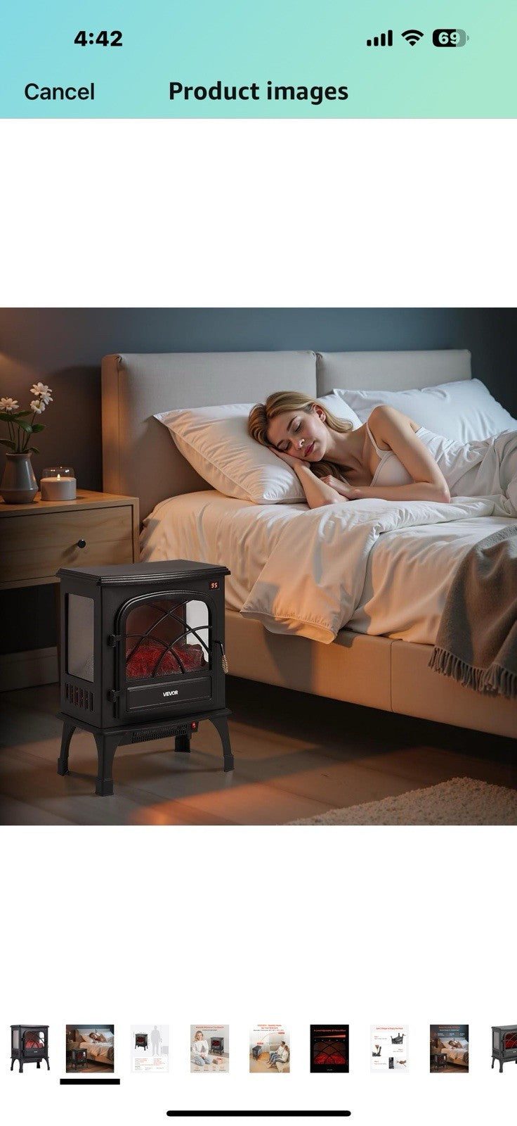 VEVOR 25.5inch Freestanding Fireplaces, 1500W 5120BTU Portable Electric