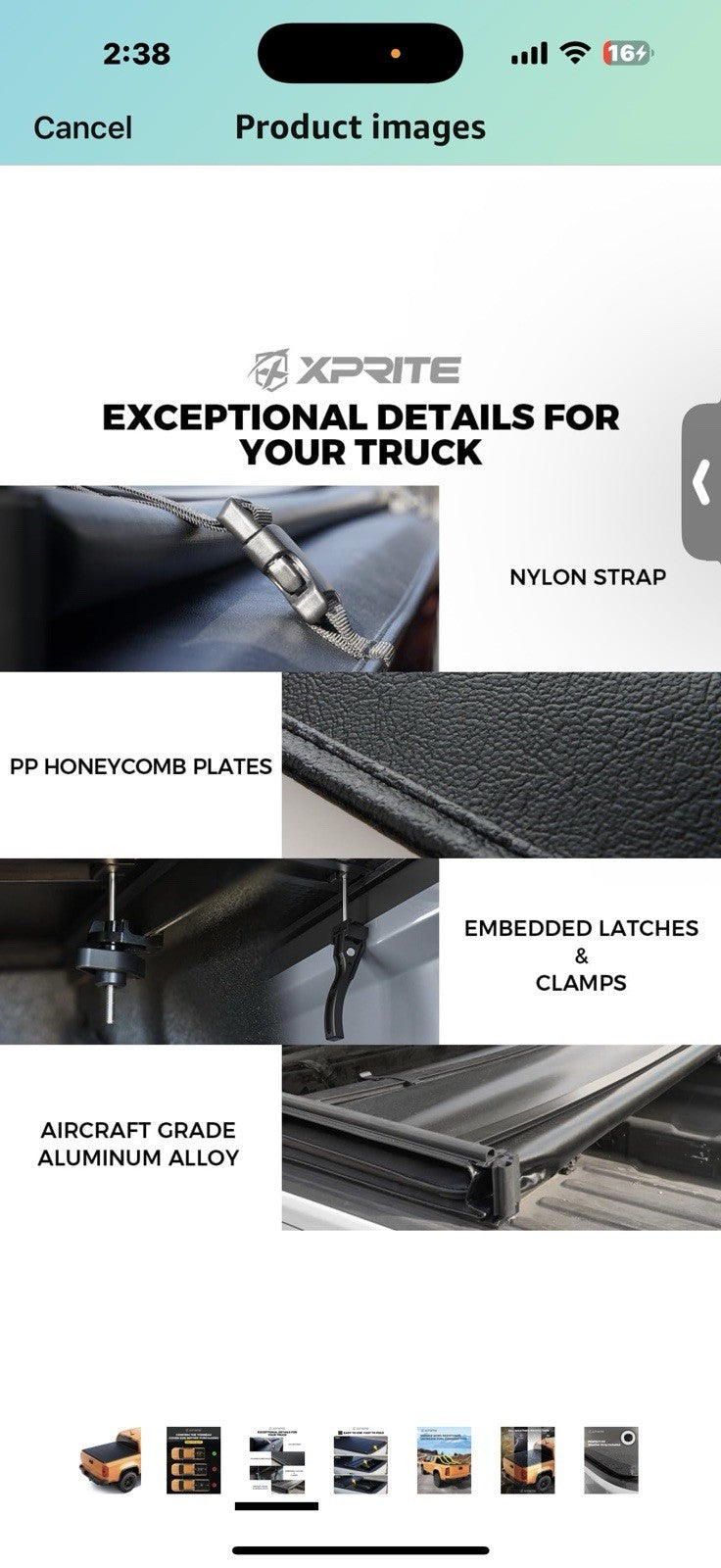 Xprite FRP Soft Folding Truck Bed Tonneau Cover Compatible with Chevrolet
