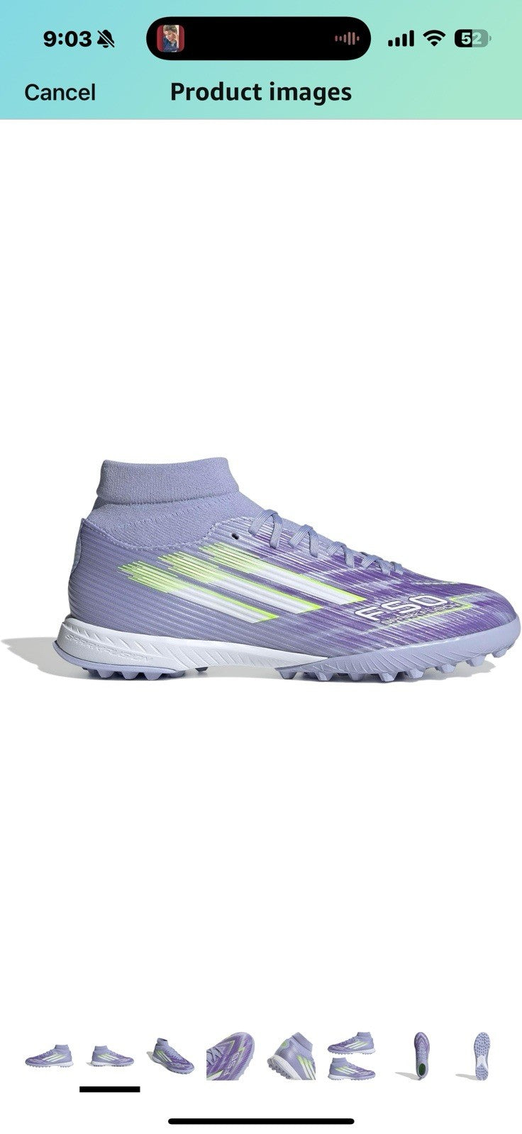 adidas Women's F50 Sparkfusion League Turf Sneaker Size 9 