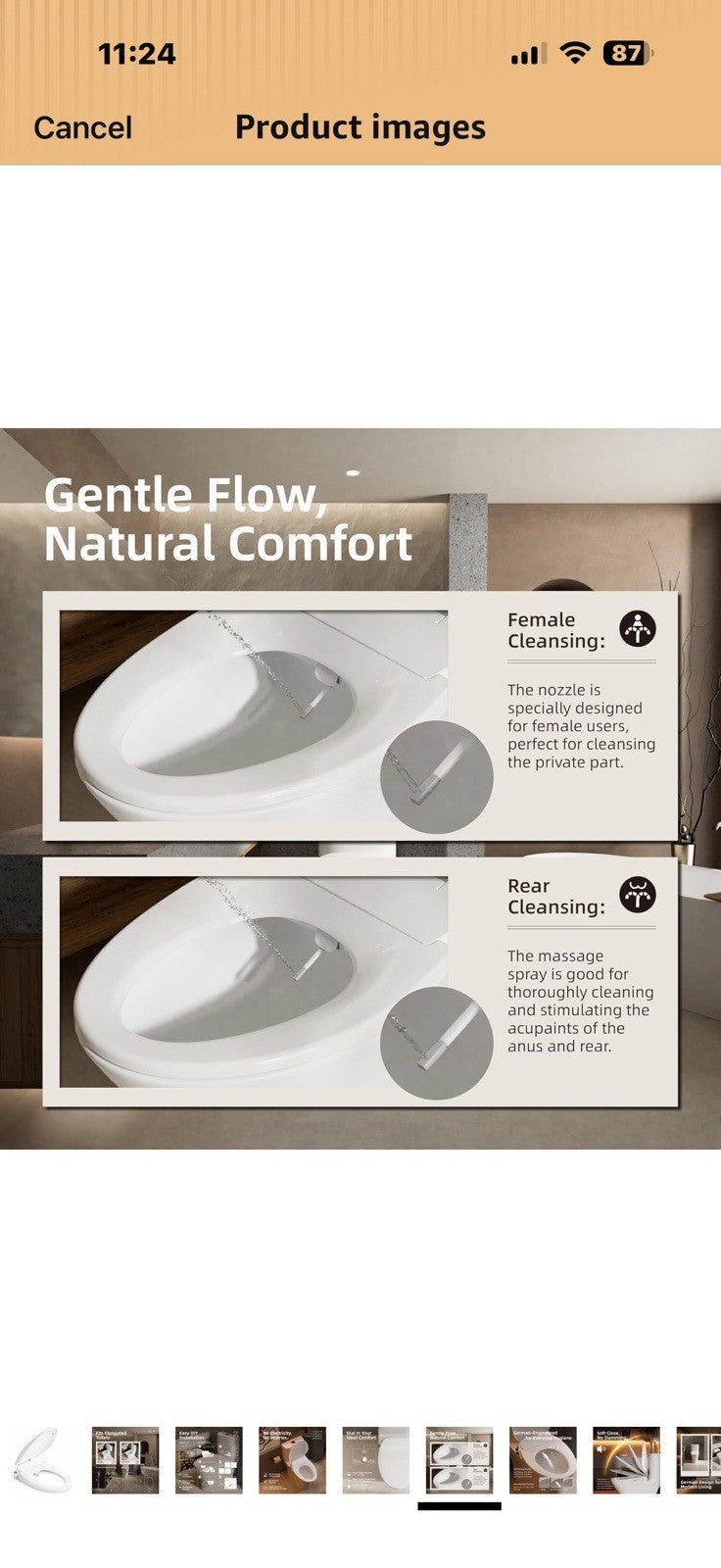 BRAVAT® Non-Electric Bidet Toilet Seat Elongated, Fresh Water Wash