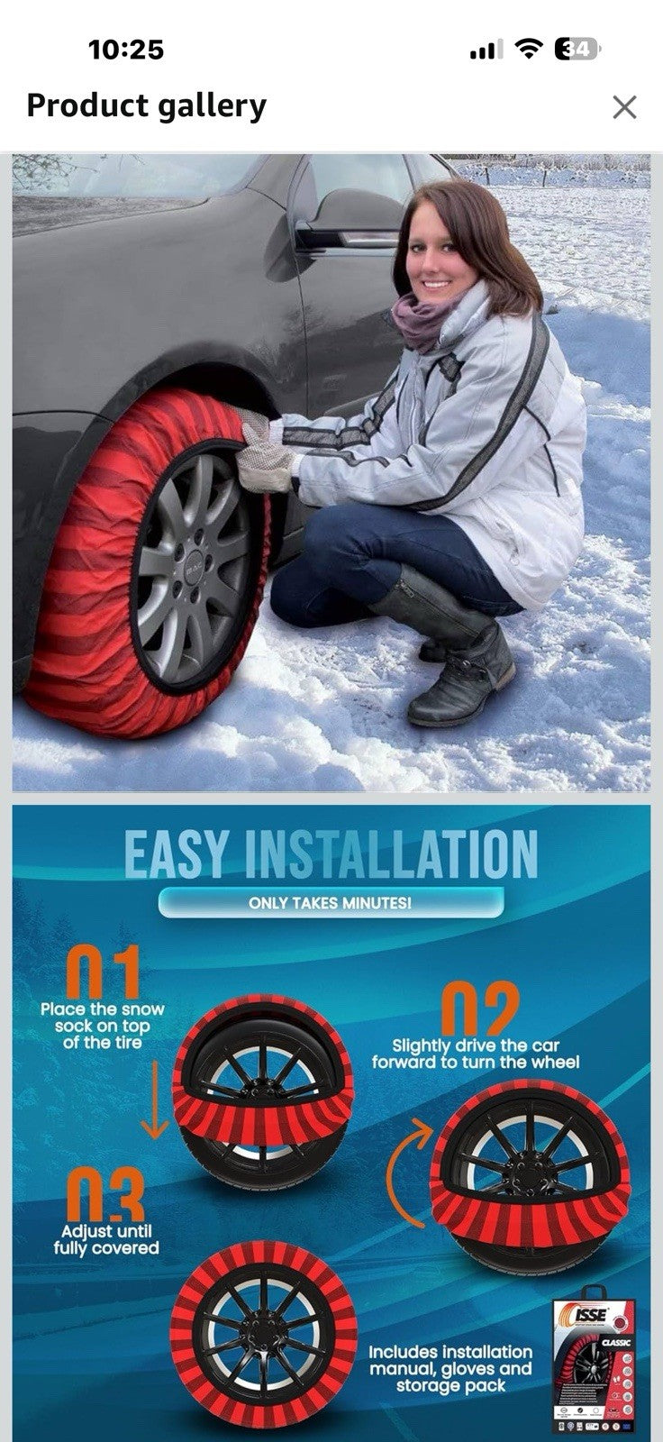 ISSE Classic Snow Socks Size 58. Designed for All Tire Brands. Textile