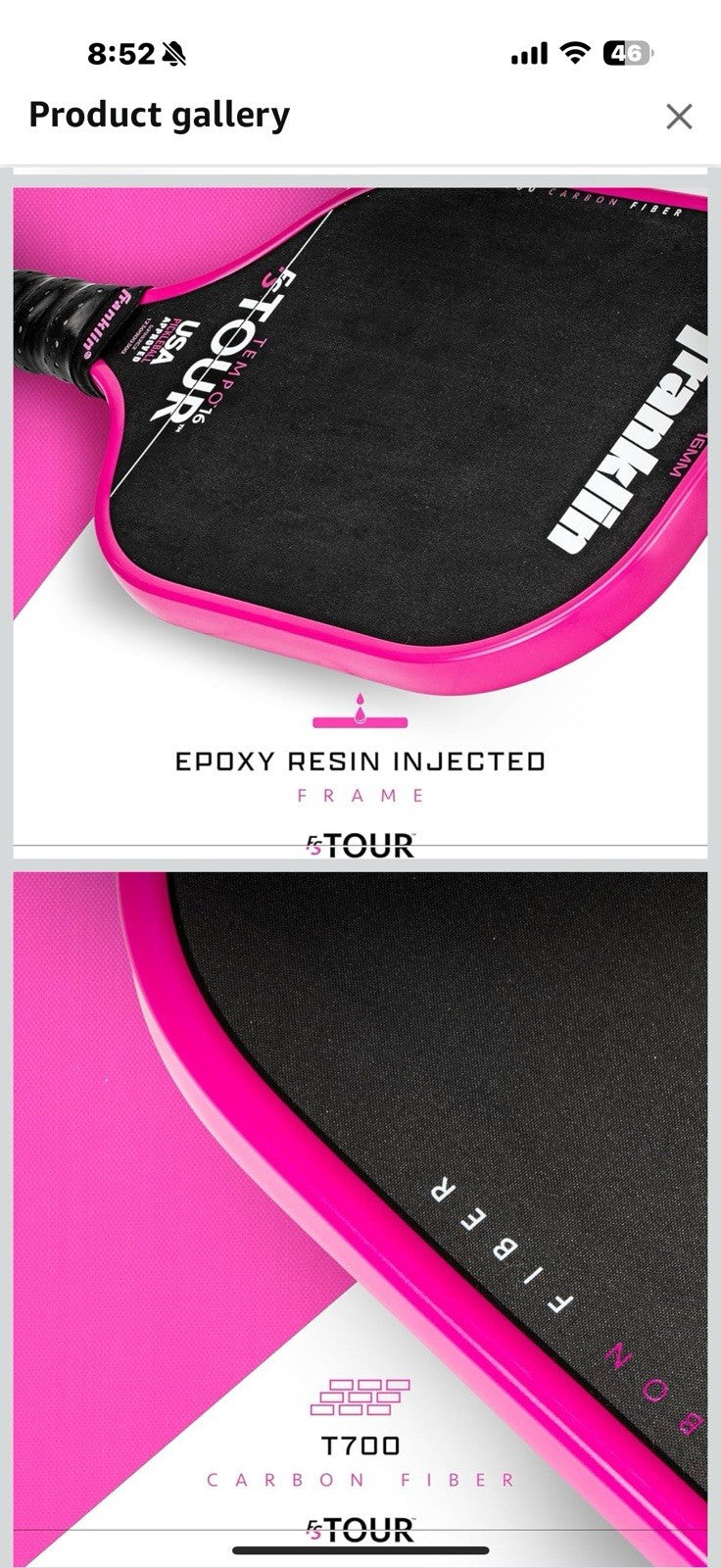 Franklin Sports Pro Pickleball Paddle Set - FS Tour Series Carbon Fiber