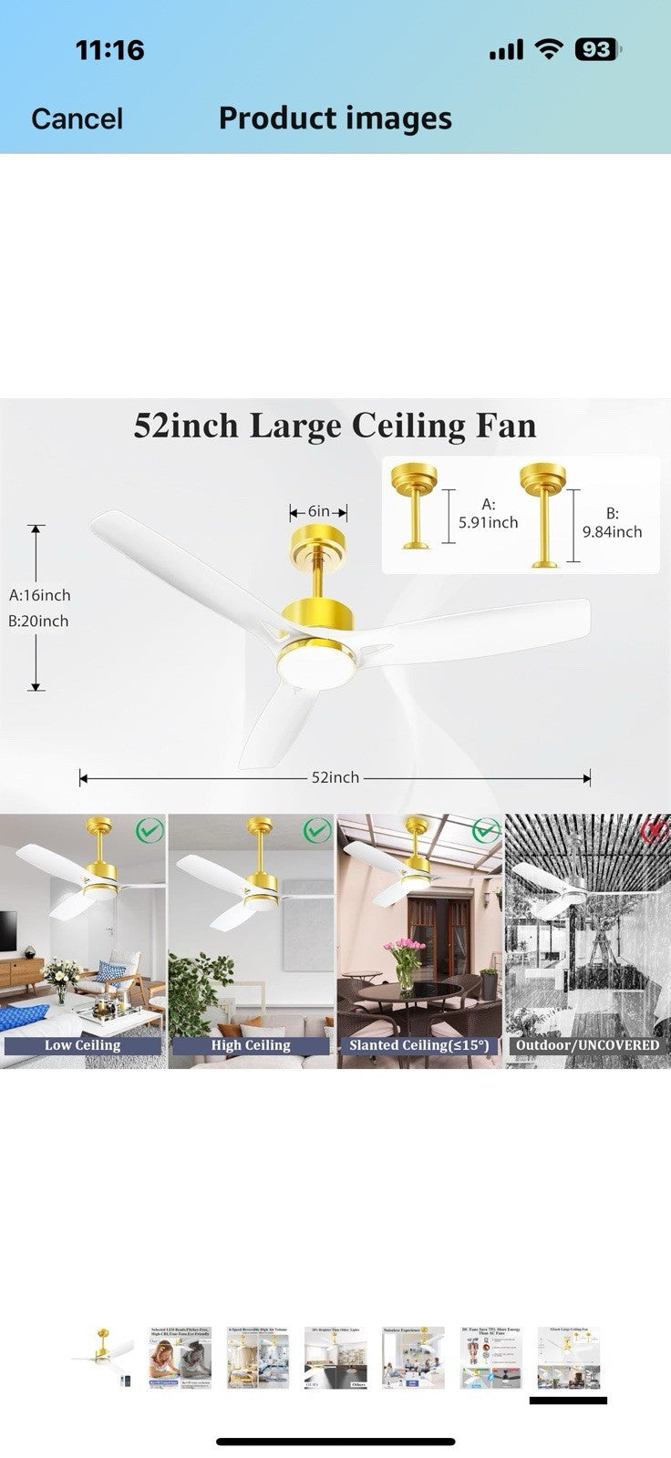 Ceiling Fans with Lights and Remote - 52 Inch Smart App Control Modern