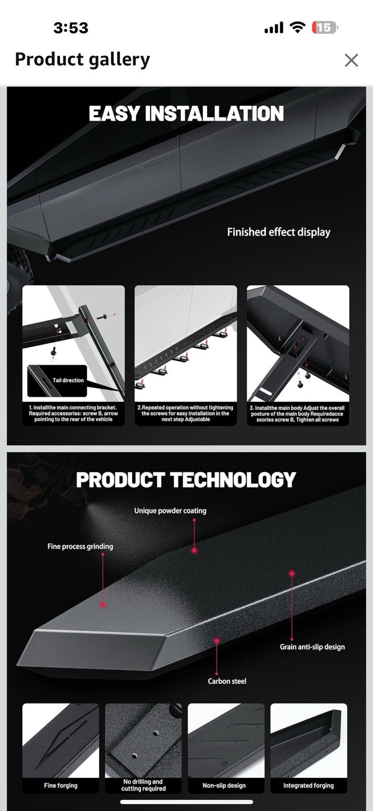 BDFHYK 2PCS Side Steps Compatible with Tesla Cybertruck 2019-2025, 