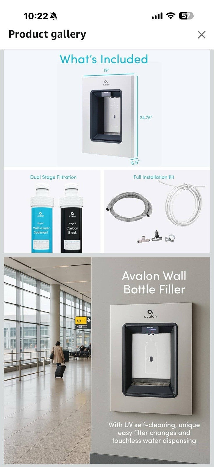 Avalon in-Wall Bottle Filling Station, Sensor Dispensing, Self Cleaning,