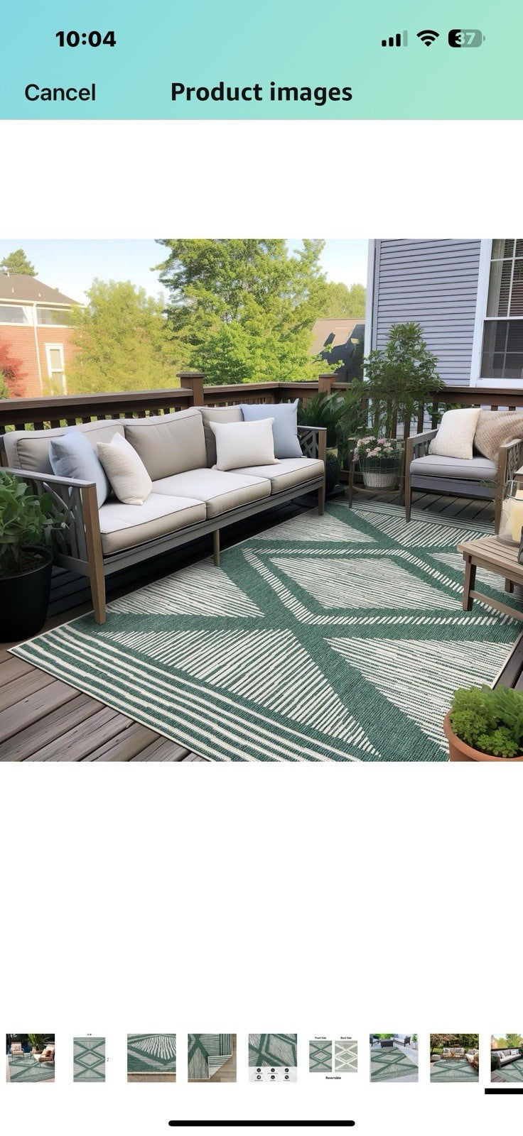 Rugshop Contemporary Geometric Stripe Weather Resistant Reversible