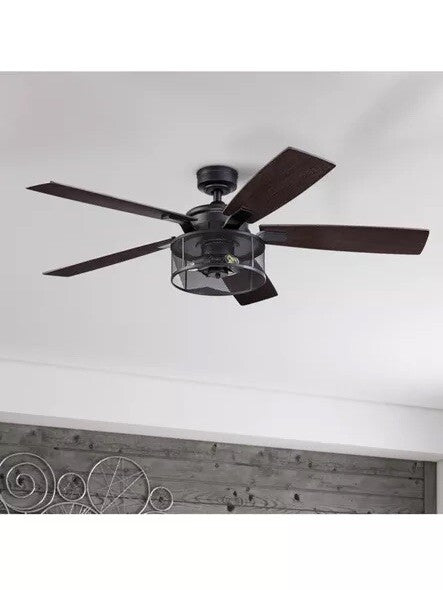 Honeywell Ceiling Fans Carnegie, 52 Inch Industrial LED Ceiling Fan with Light