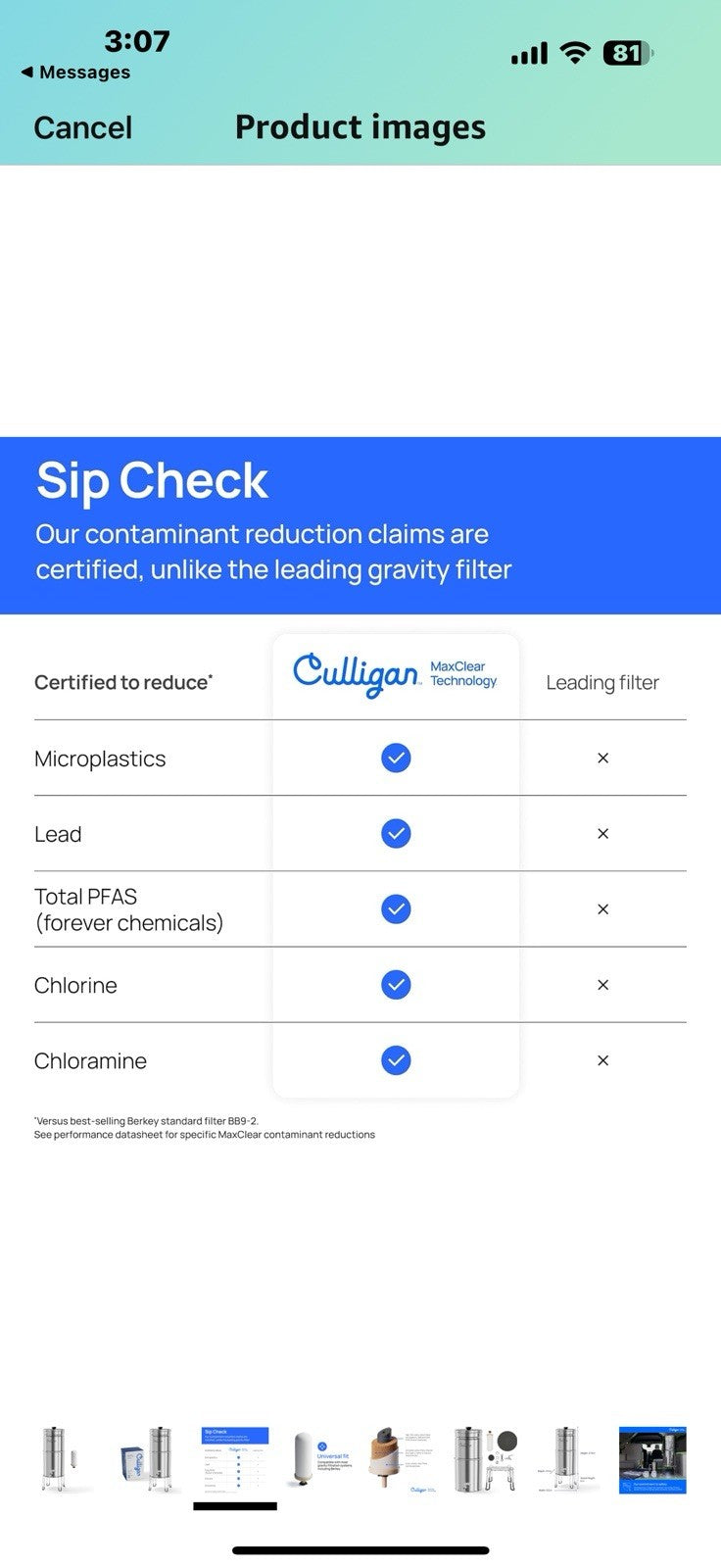 Culligan with MaxClear Technology 3 Gallon Gravity Water Filter System, 