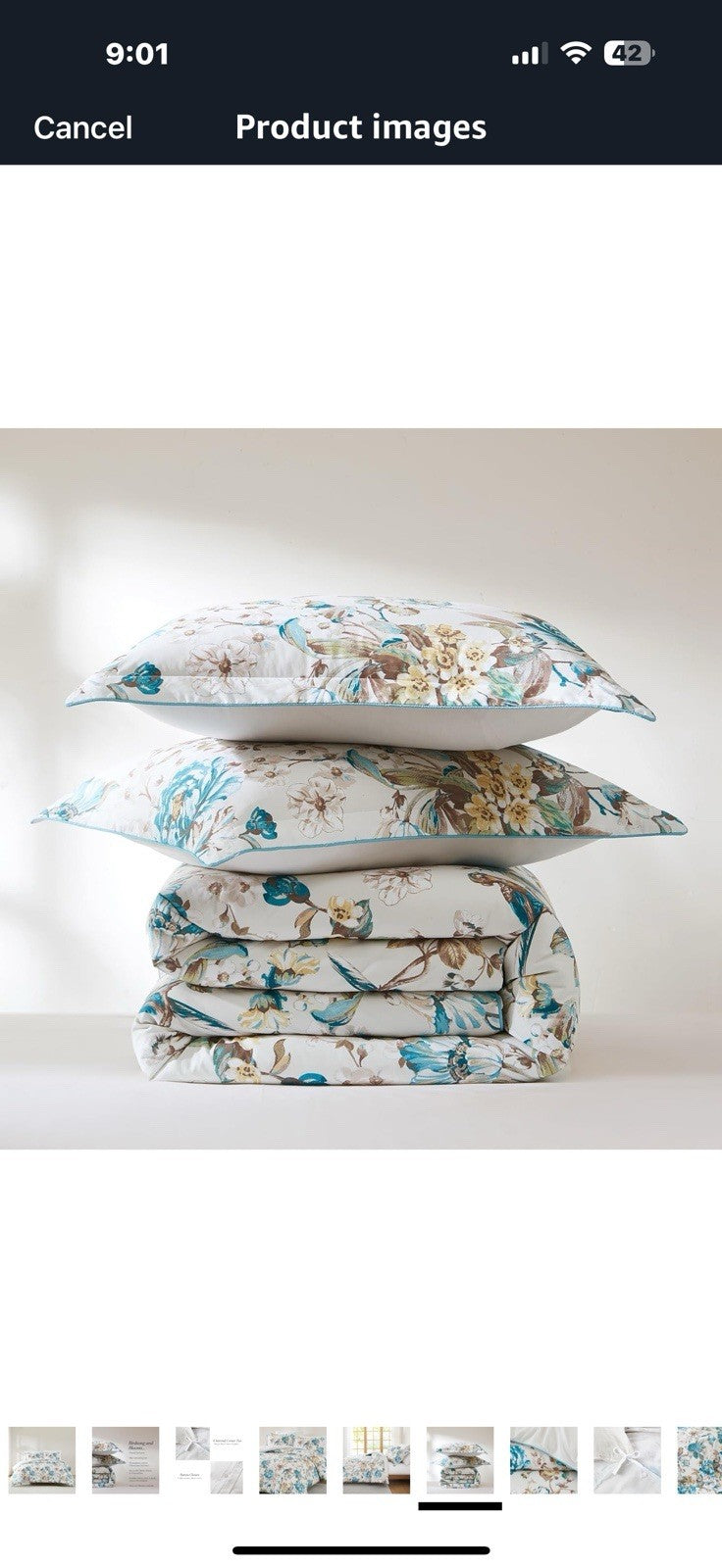 Lush Decor Bird and Hydrangea Cotton Duvet Cover 3 Piece Set King 