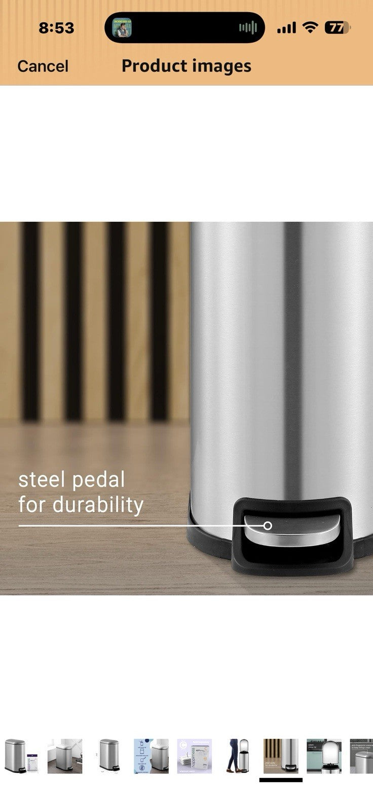 happimess  Roland 10.6 Gal. Chrome Step-Open Trash Can