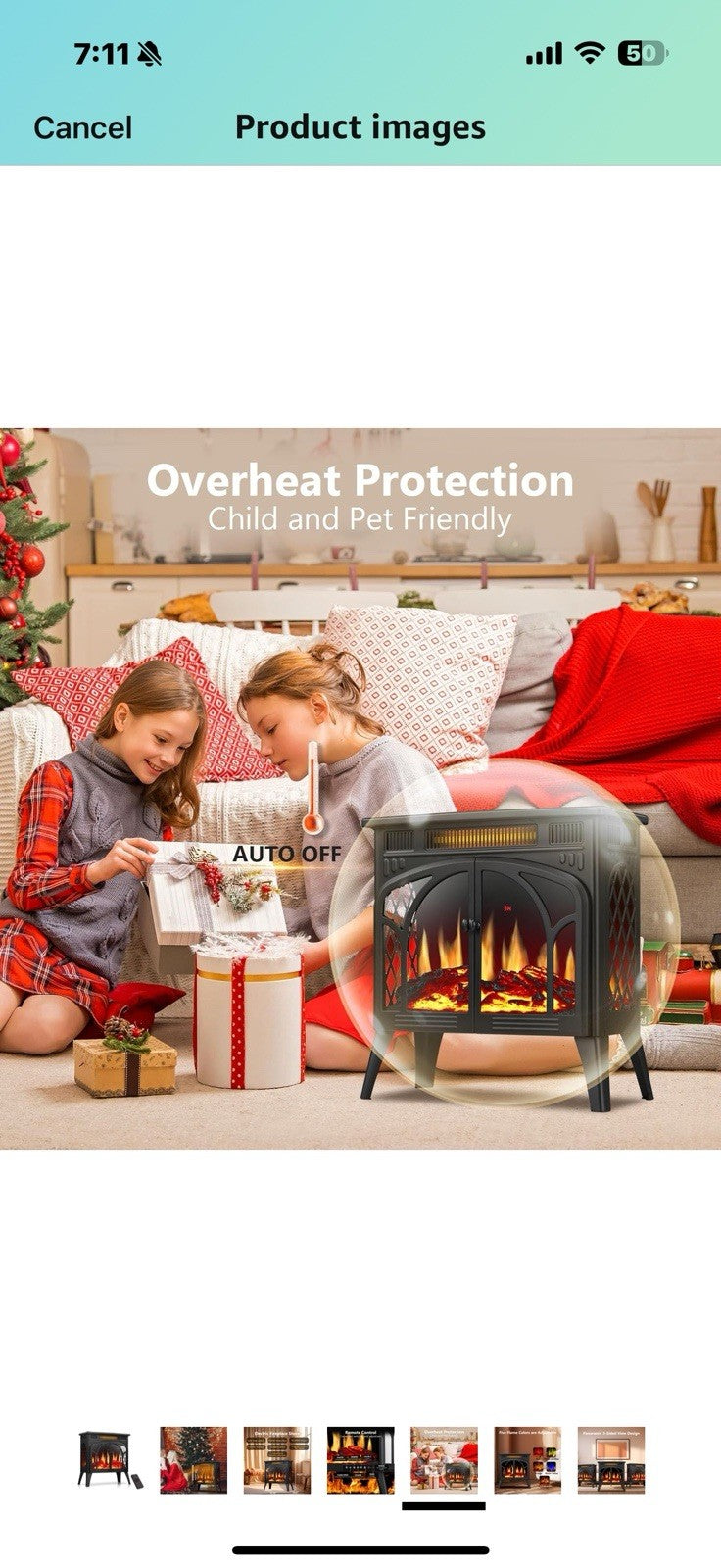 ZAFRO Freestanding 24″ Electric Fireplace Stove, 5100 BTU Portable 