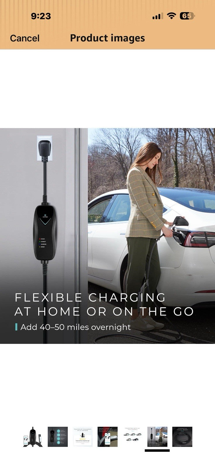Lectron Level 1 Tesla Charger (WiFi Version) - 120V, 15 Amp, NEMA 5-15 Plug