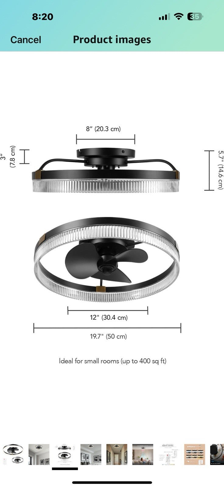 GLOBE Electric 37000113 20" Ceiling Fan with LED Light, Remote Control, 