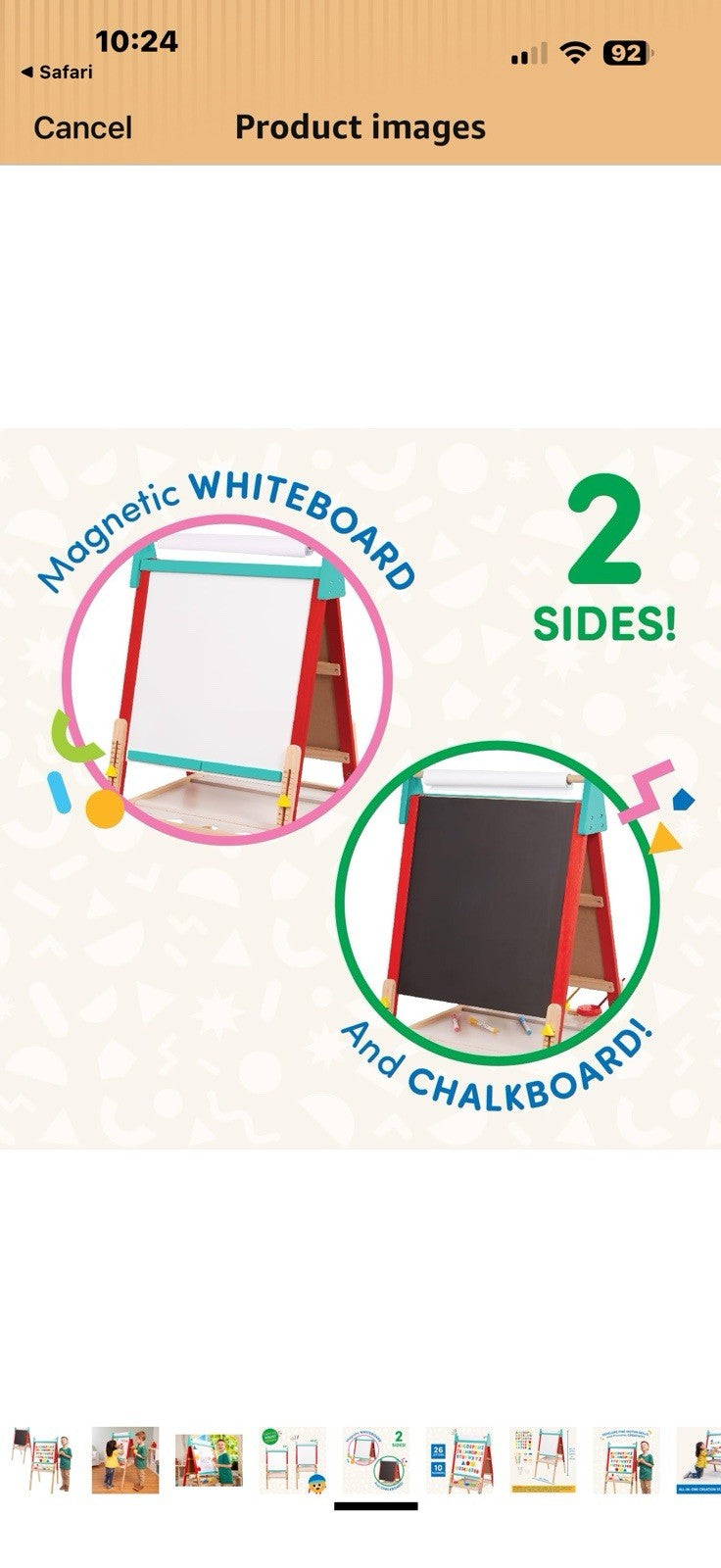 Battat – Wooden Art Easel for Kids with Magnetic Whiteboard & Chalkboard 