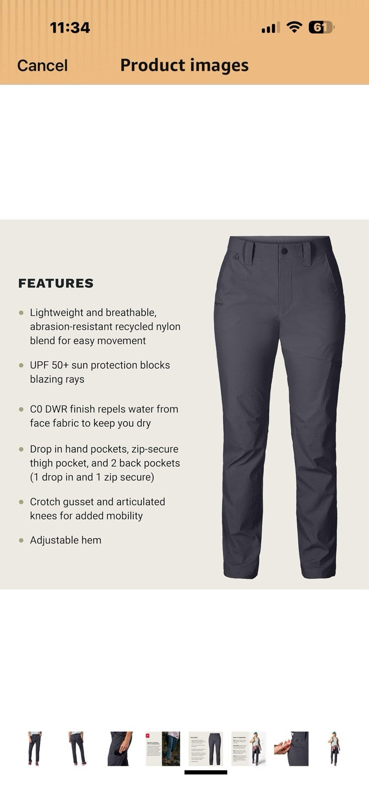 MARMOT Women's Women's Trailway Pant Size 6