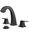 FORIOUS Bathroom Sink Faucet 3 Hole, Matte Black Bathroom Faucets
