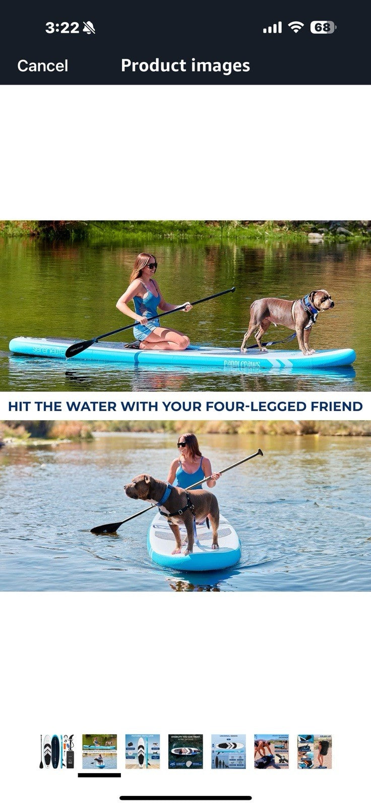 SereneLife 11’6” Inflatable SUP - Pet-Friendly Stand-Up Paddleboard for Adults