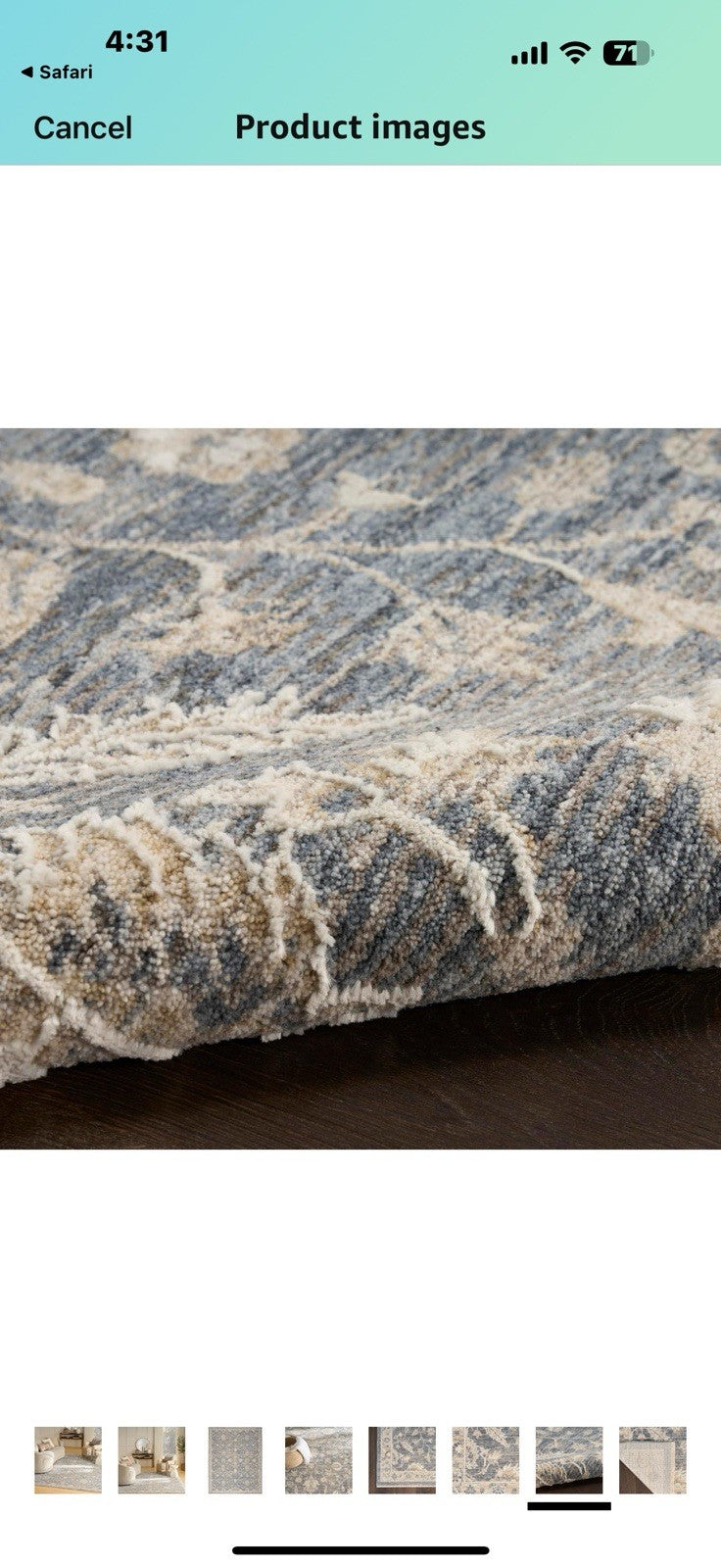 Nourison Harbor Blue 5'3" x 7'6" Area Rug - Easy Clean, Non Shedding, 