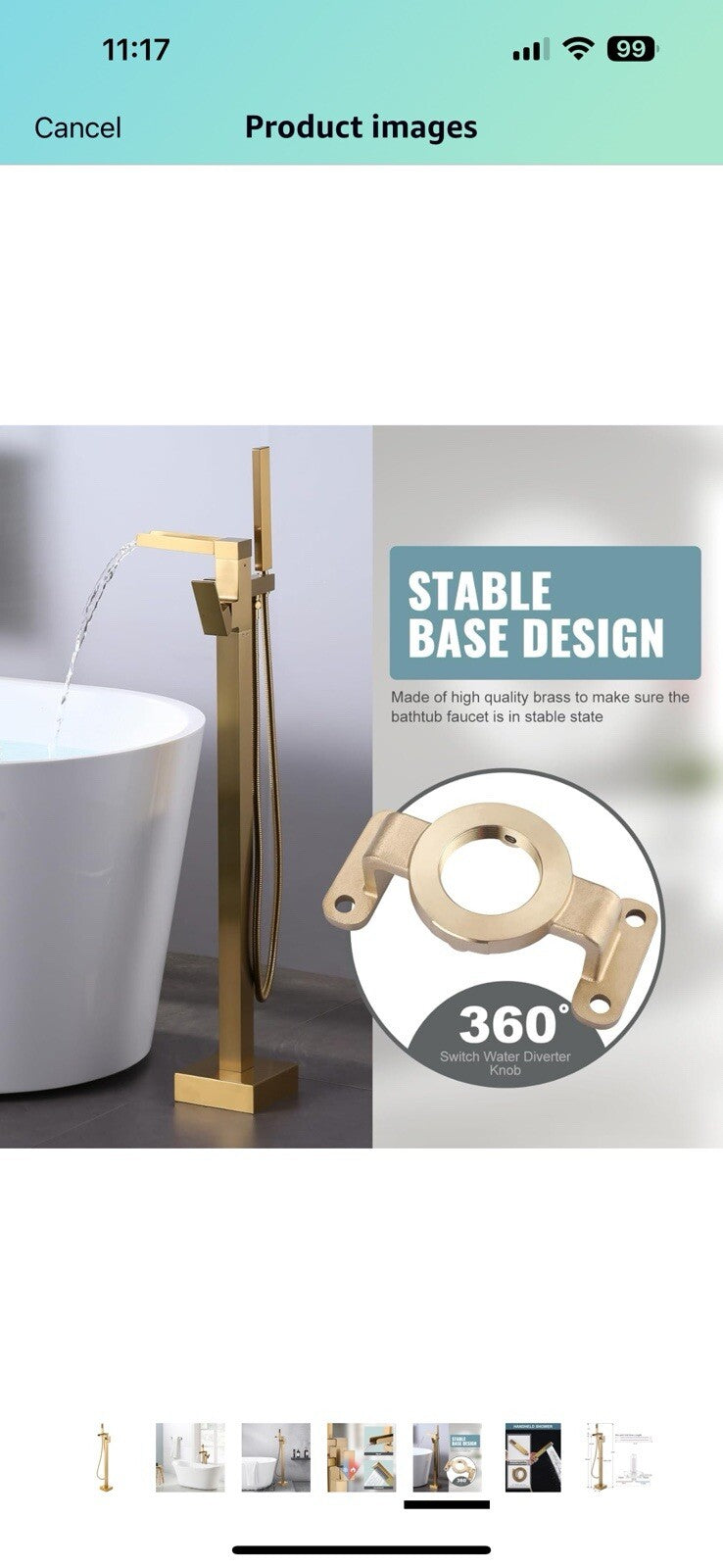 Freestanding Tub Faucet Brushed Gold: ALEASHA Free Standing Tub Filler, 