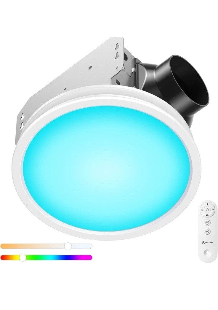 Bathroom Exhaust Fan with RGB Lights, 110CFM/1.0 Sones Vent Fan with 