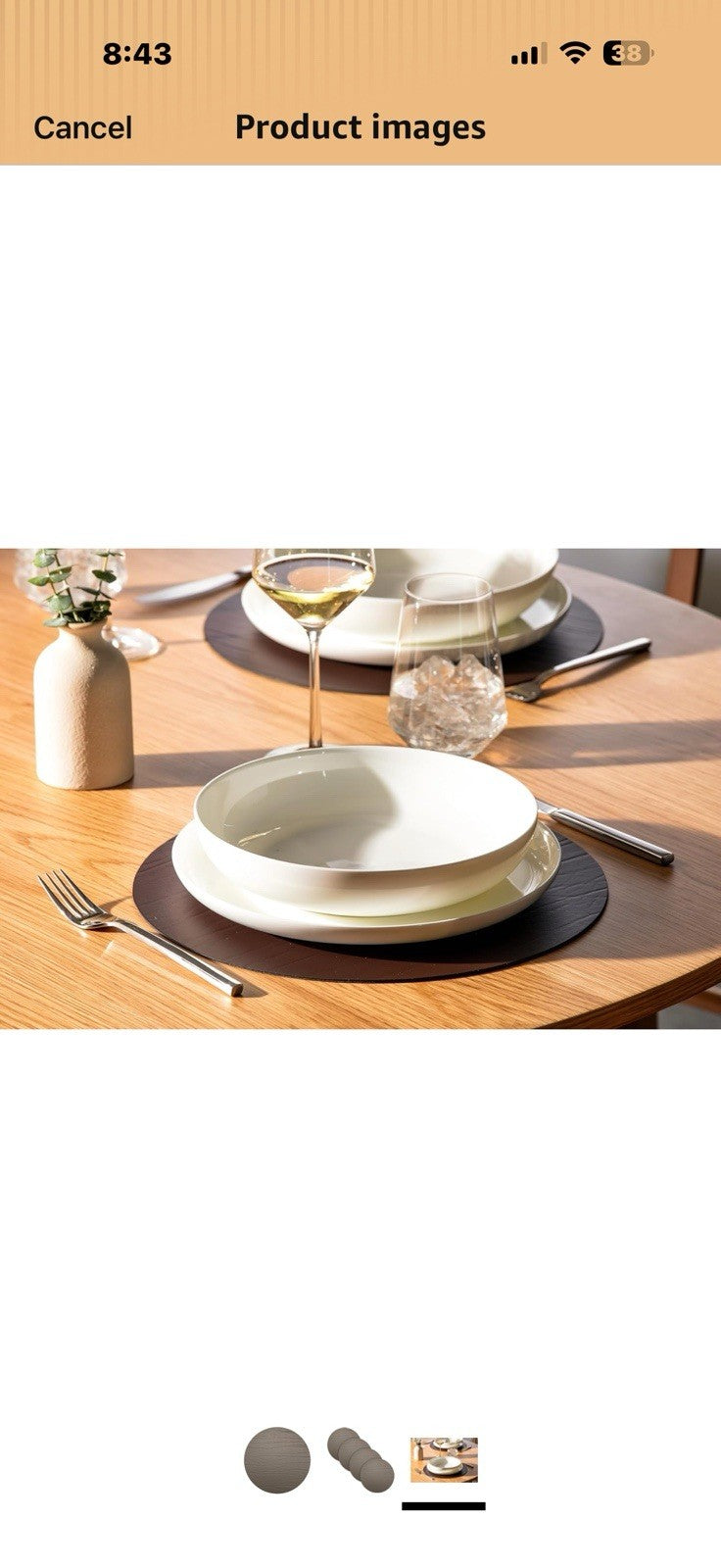 Fortessa Strata Leather Placemat, 13" Round Placemat (Set of 4), Espresso