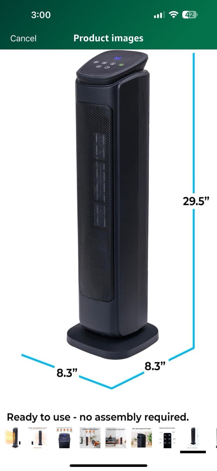  Comfort Zone Space Heaters for Indoor Use, 30 inch, Remote Control