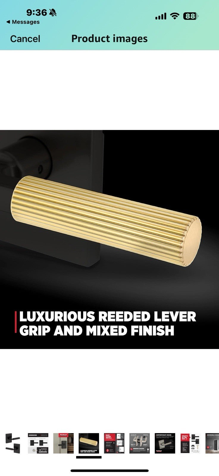 Kwikset Mirada Reeded Interior Passage Door Handle, Lever for Closet 
