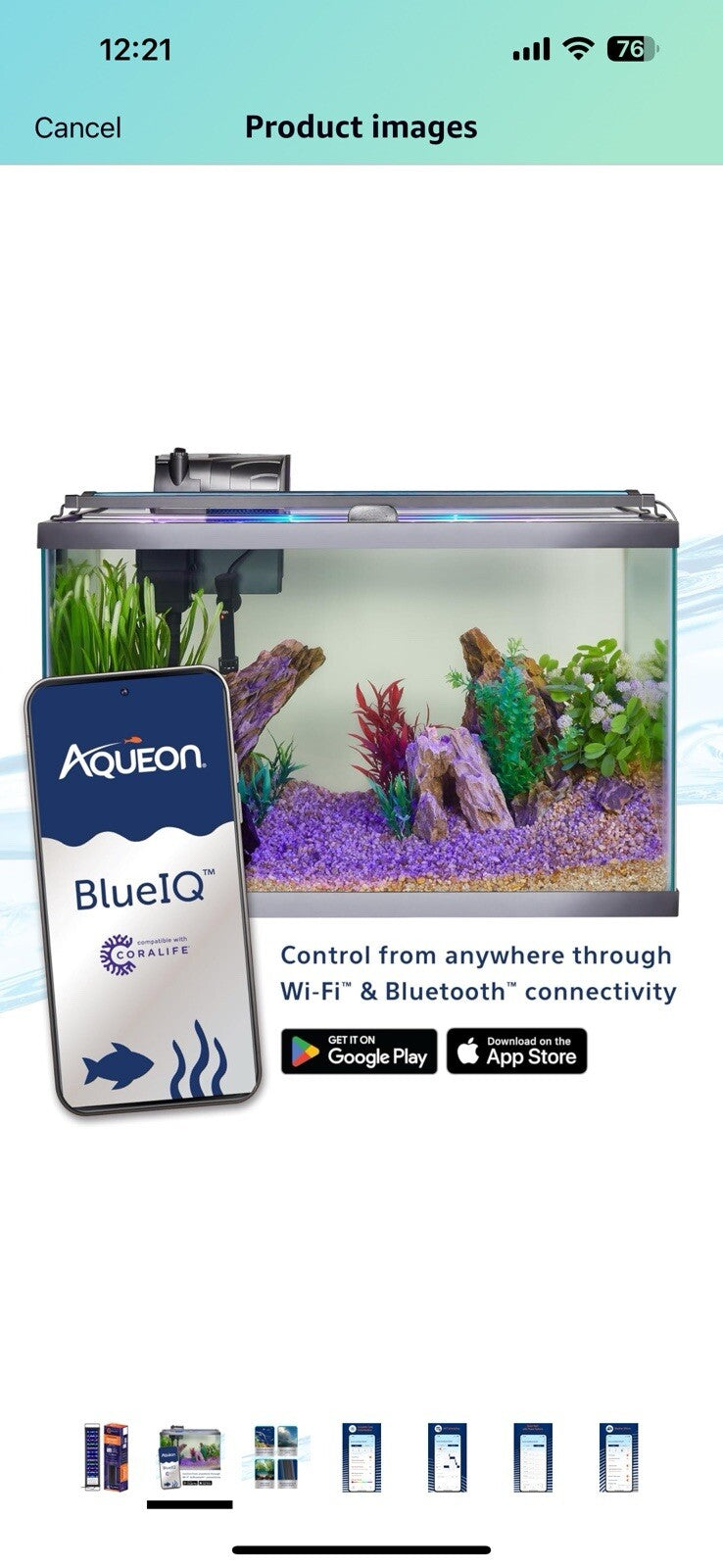 Coralife Fish Tank Aquarium Seascape WiFi/Bluetooth Smart LED Light 18-24