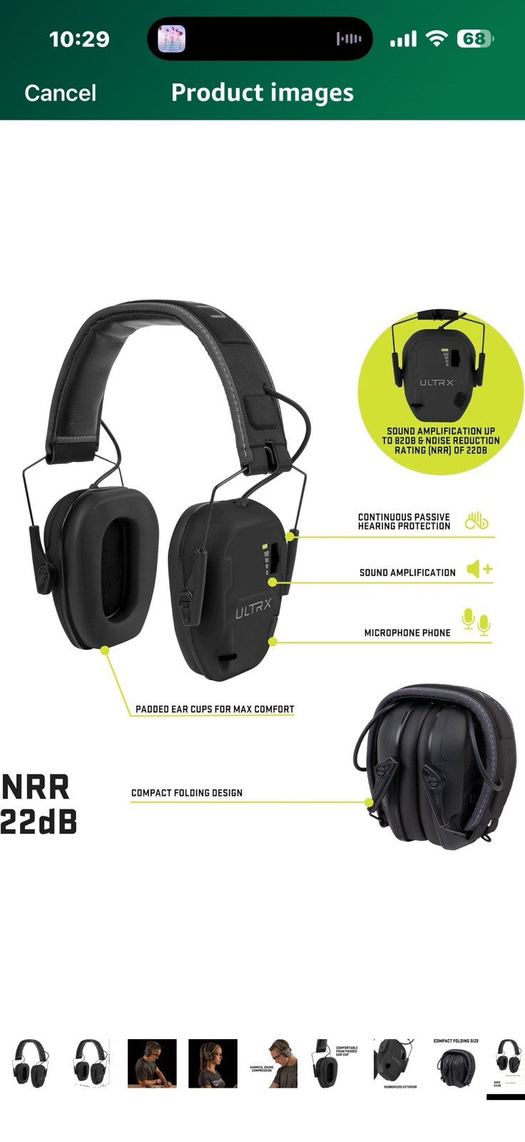ULTRX Bionic Earmuff - Ear Safety - Hearing Protection and Noise Reduction 