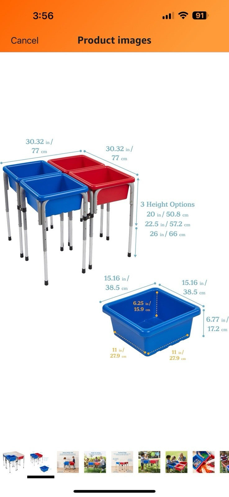 ECR4Kids 4-Station Sand and Water Adjustable Play Table, Sensory Bins,