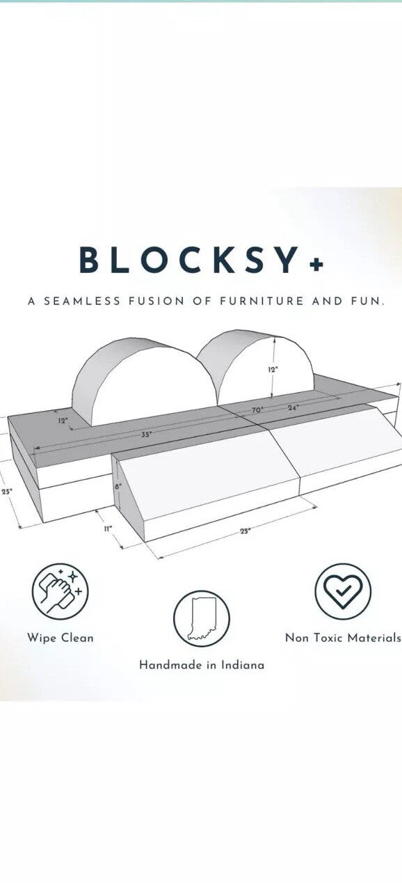  Blocksy + Kids Couch, Indoor Foam Playset, 6 Piece Soft Toddler 