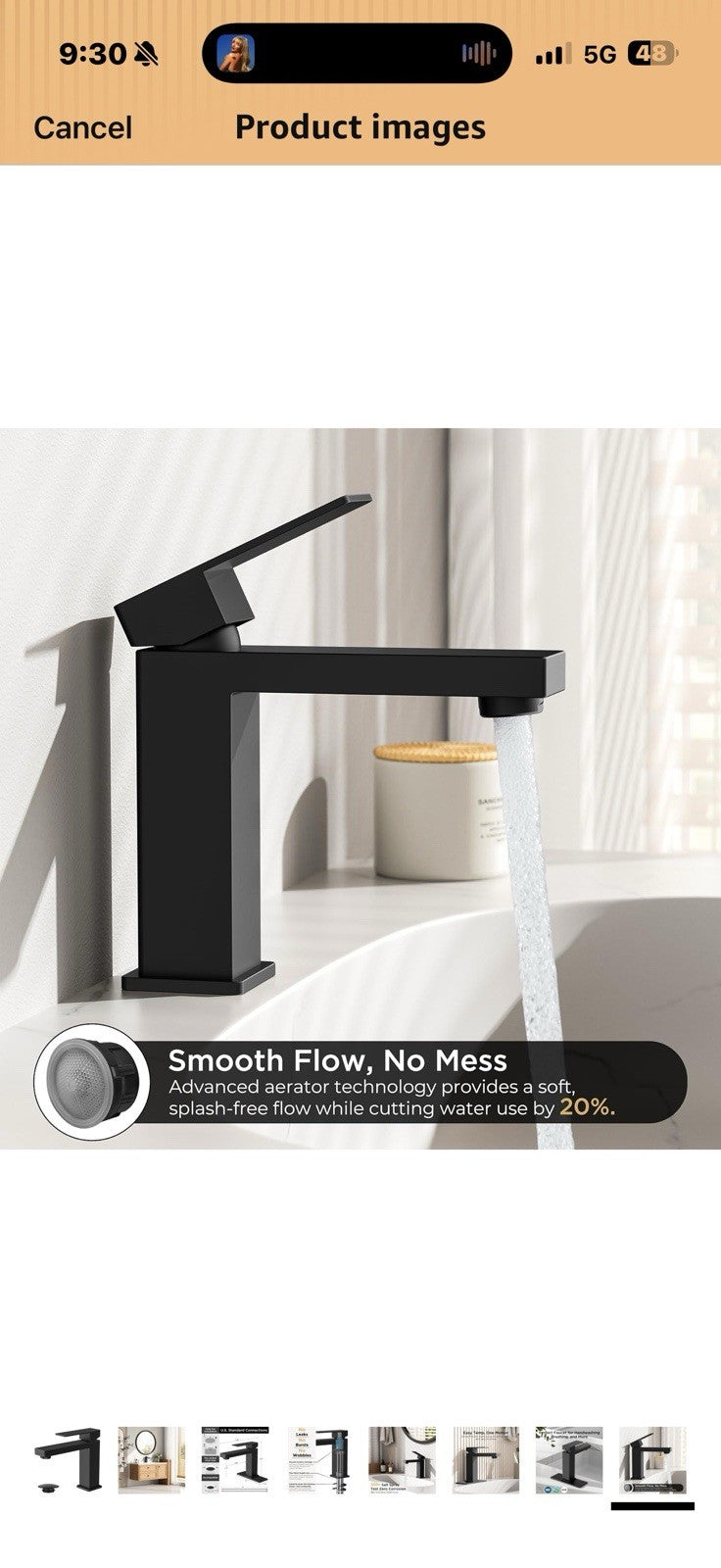 FORIOUS Bathroom Faucets, Single Handle Black Bathroom Faucet 