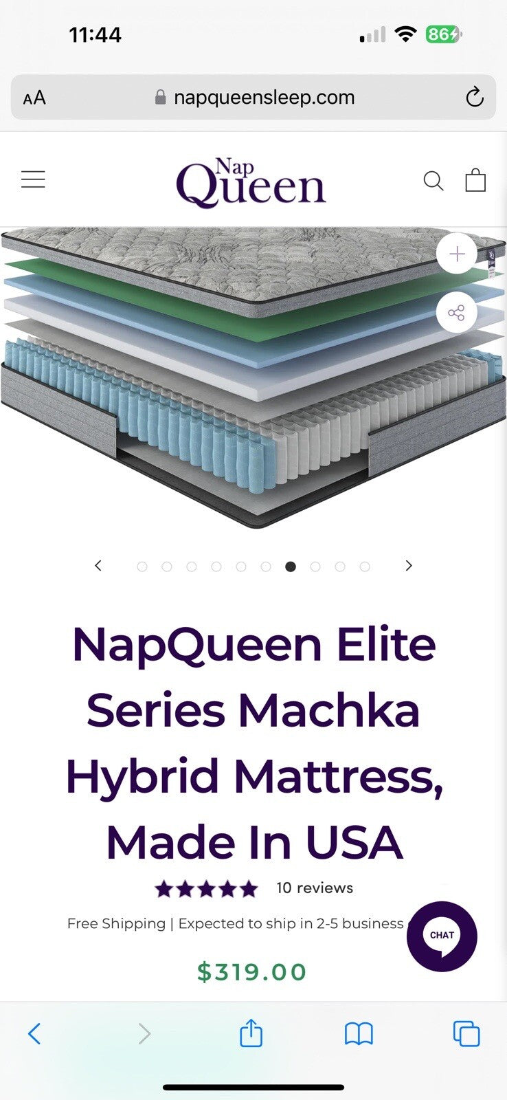 NapQueen Twin , 12 Inch,Elite Series Machka Hybrid Mattress
