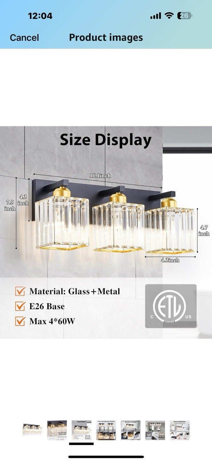 Bathroom Vanity Light Fixtures Over Mirror - Makeup Lighting Black Gold -