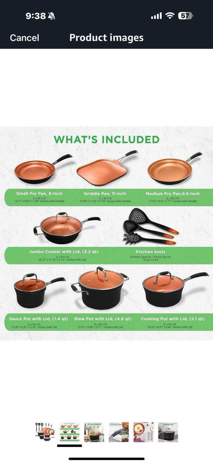 NutriChef 14-Piece Nonstick Kitchen Cookware Set – PFOA/PFOS-Free, 