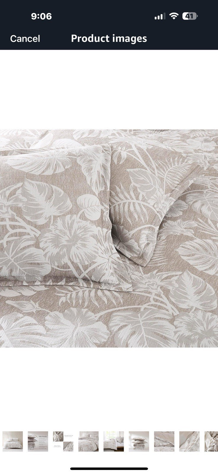 Lush Decor Bali Tropical Leaves Gauze Jacquard Duvet Cover 3 Piece Set King