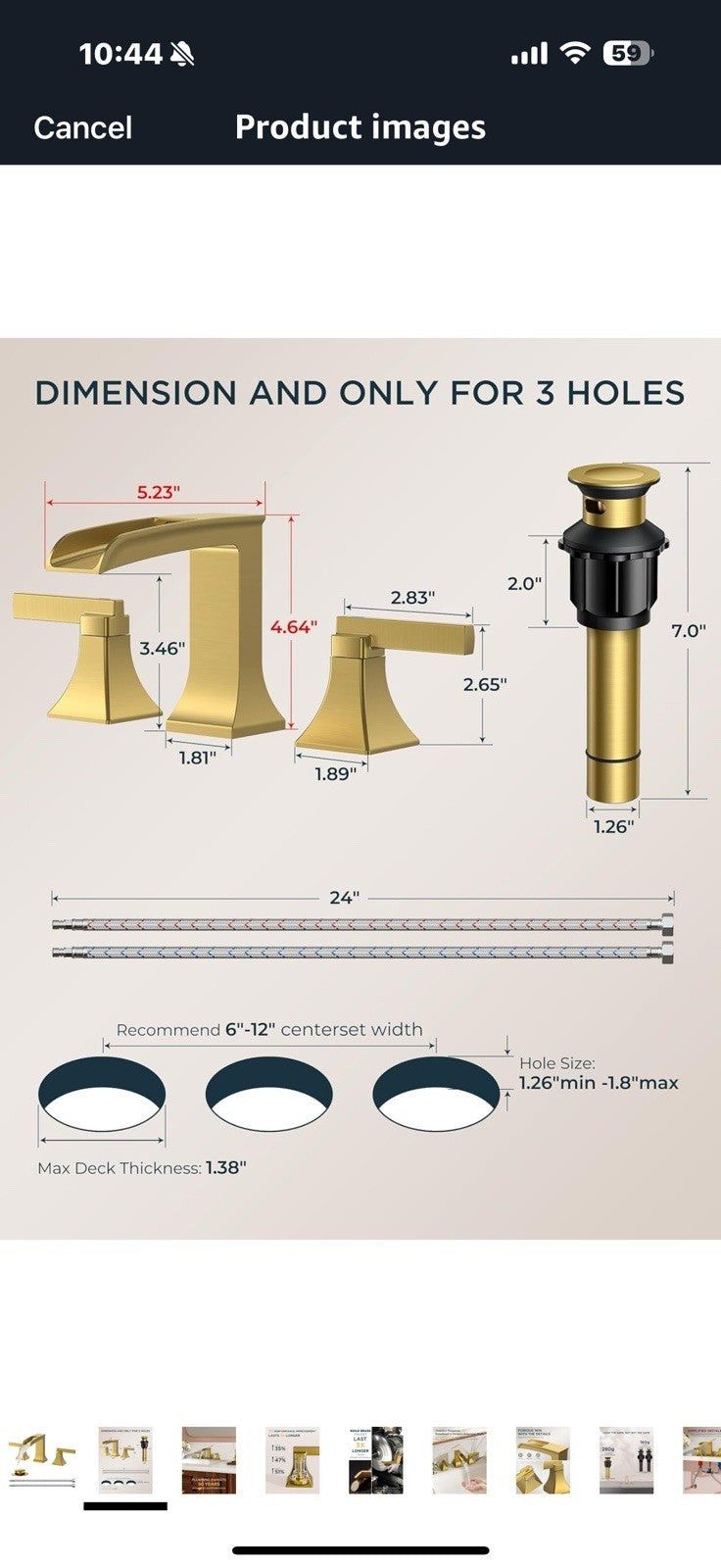 FORIOUS Brass Brushed Gold Widespread Bathroom Faucet