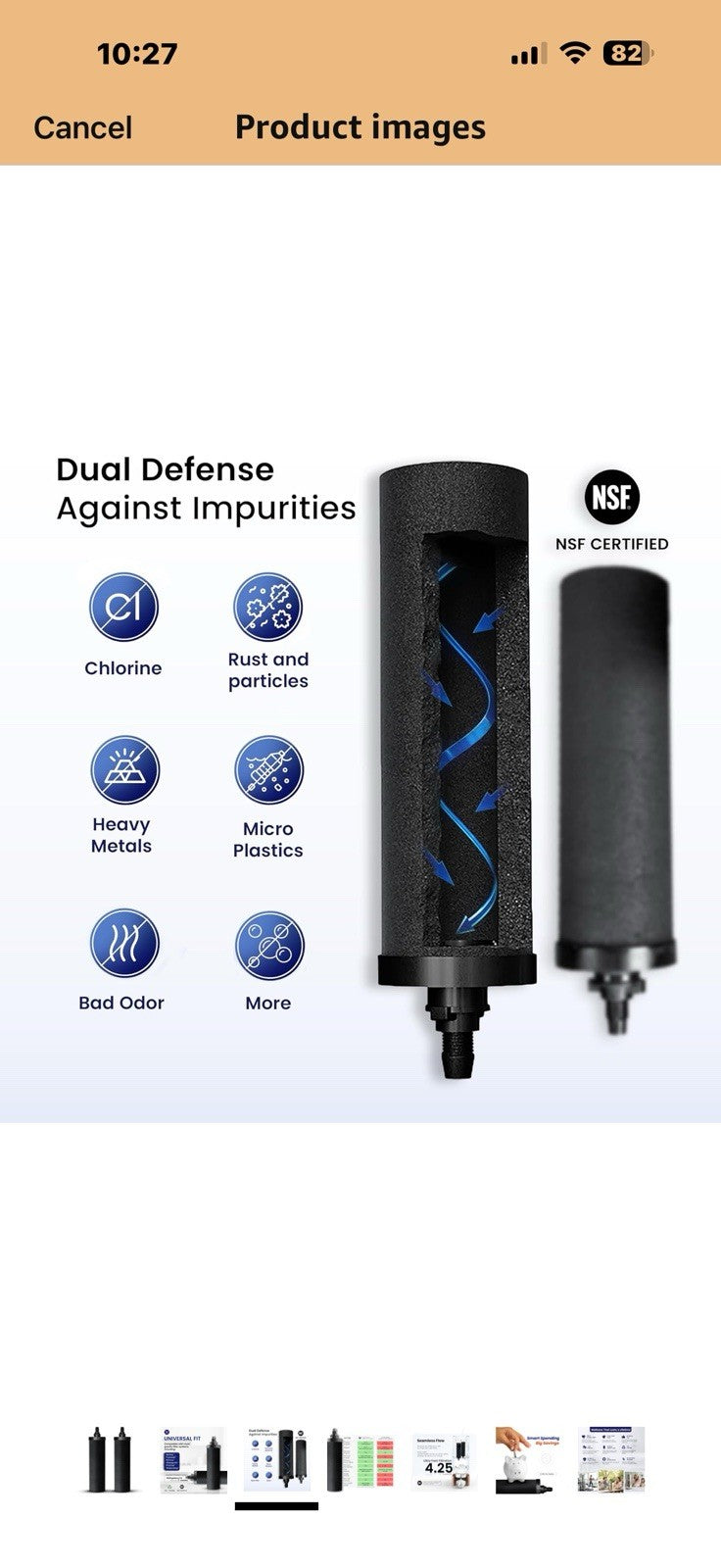 NSF Certified Carbon Replacement Filter Elements (PF-4) - Pack of 2 Filters