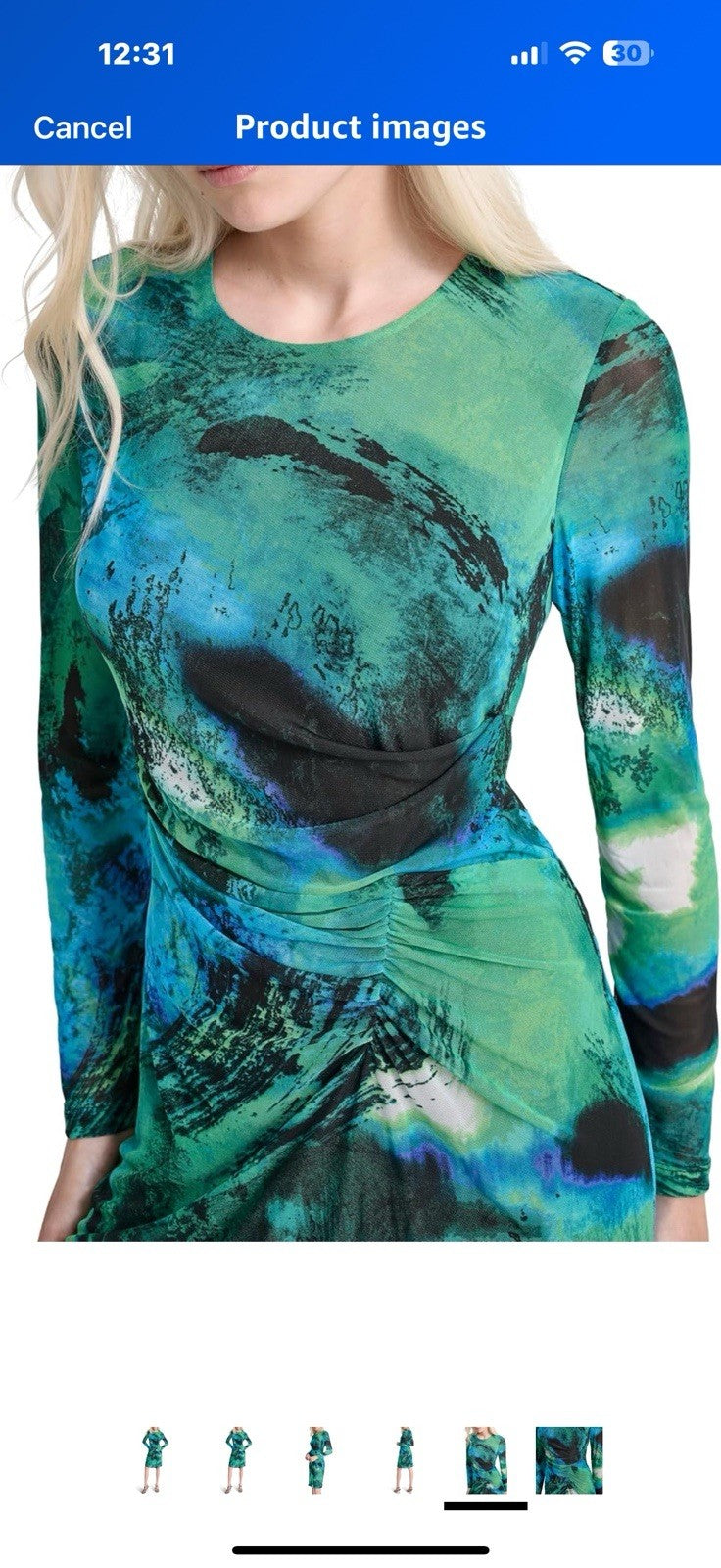 DKNY Women's Long Sleeve Jewel Neck Mini Sheath Dress Size 10