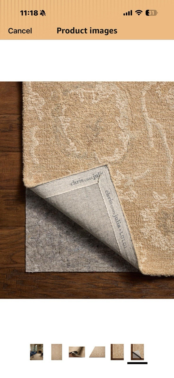 Loloi Chris Loves Julia Dorothea Collection DRT-01 Sand/Pebble 5'-0" x 7'-6"