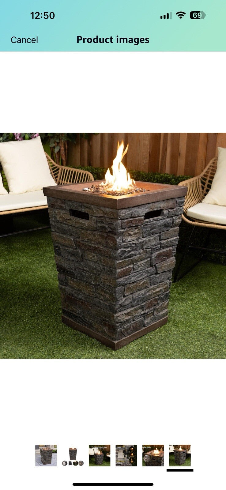 Alpine Corporation GXT966 Stone Look Column 32K BTU Gas Adjustable